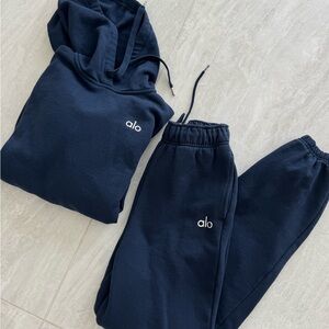 ALO Yoga Navy Pants & Hoodie Set